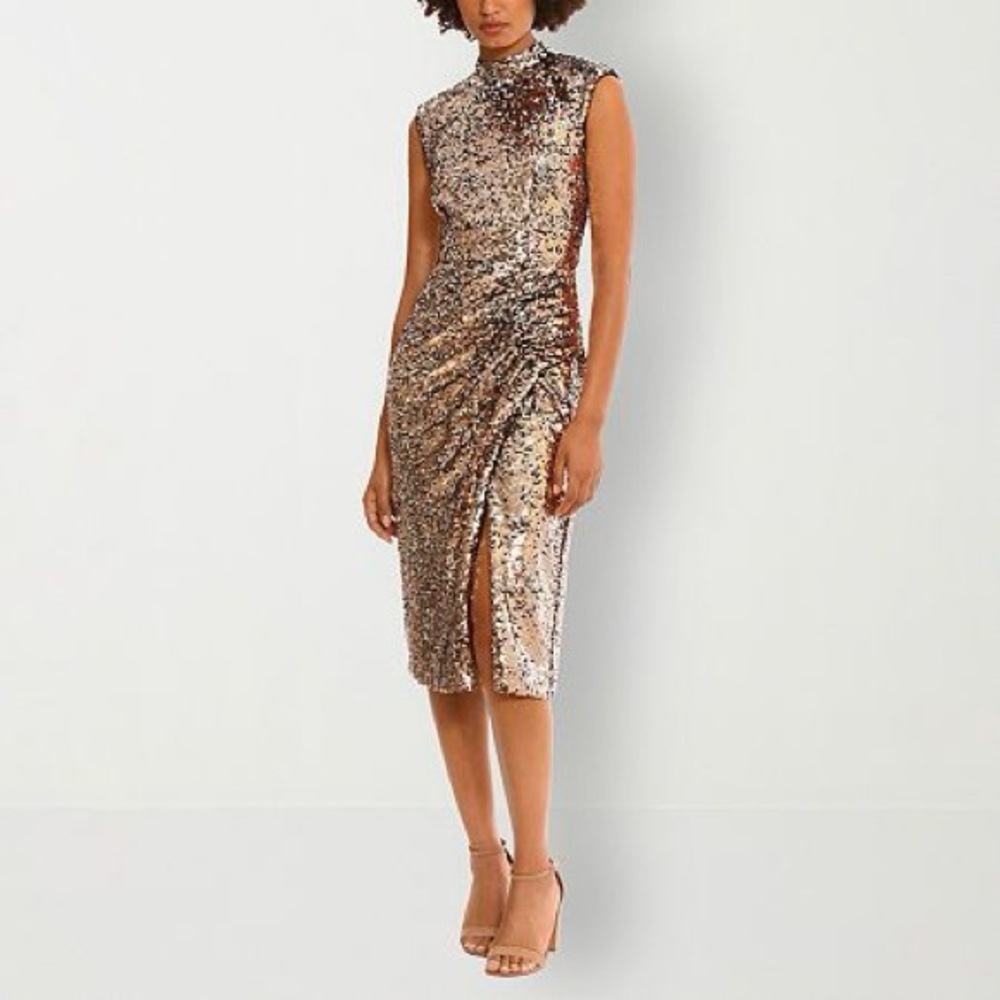 NWT Clover‎ & Sloane Women’s Sleeveless Sequin Midi Sheath Dress - Size 4